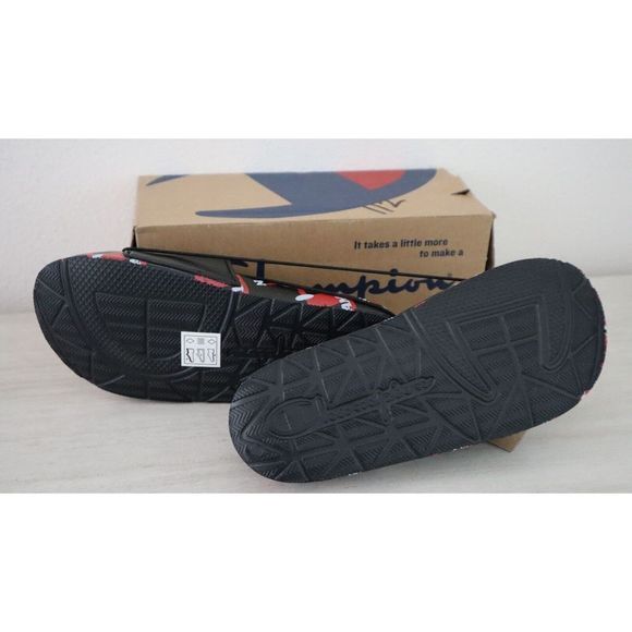 Champion CP101901P Kid's Sz 3 Black/Scarlet IPO Smile Slide Sandals - Picture 2 of 6
